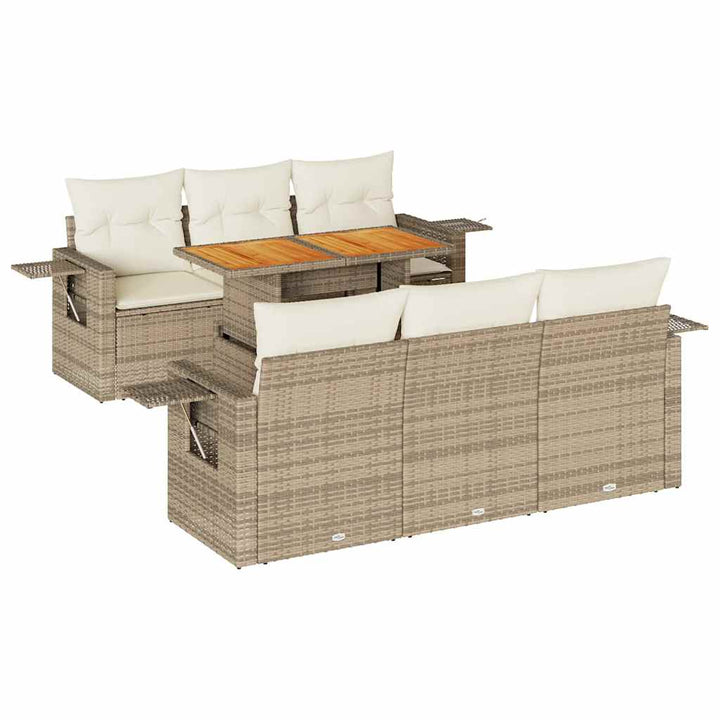 sofasæt til haven 7 dele med hynder polyrattan beige