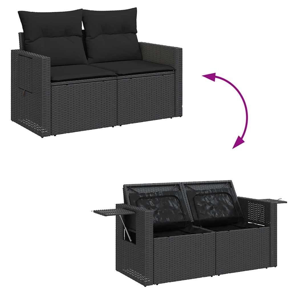 sofasæt til haven 7 dele med hynder polyrattan sort