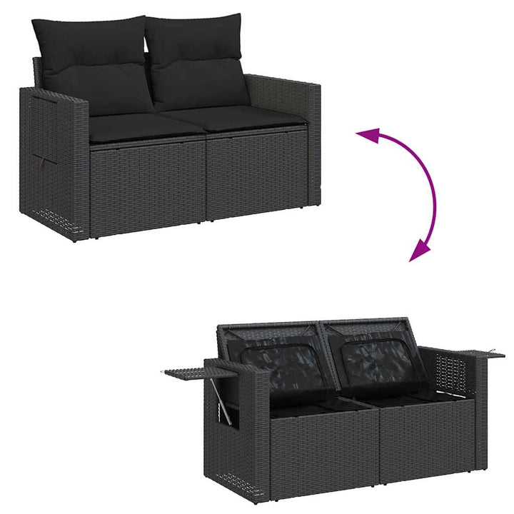 sofasæt til haven 7 dele med hynder polyrattan sort