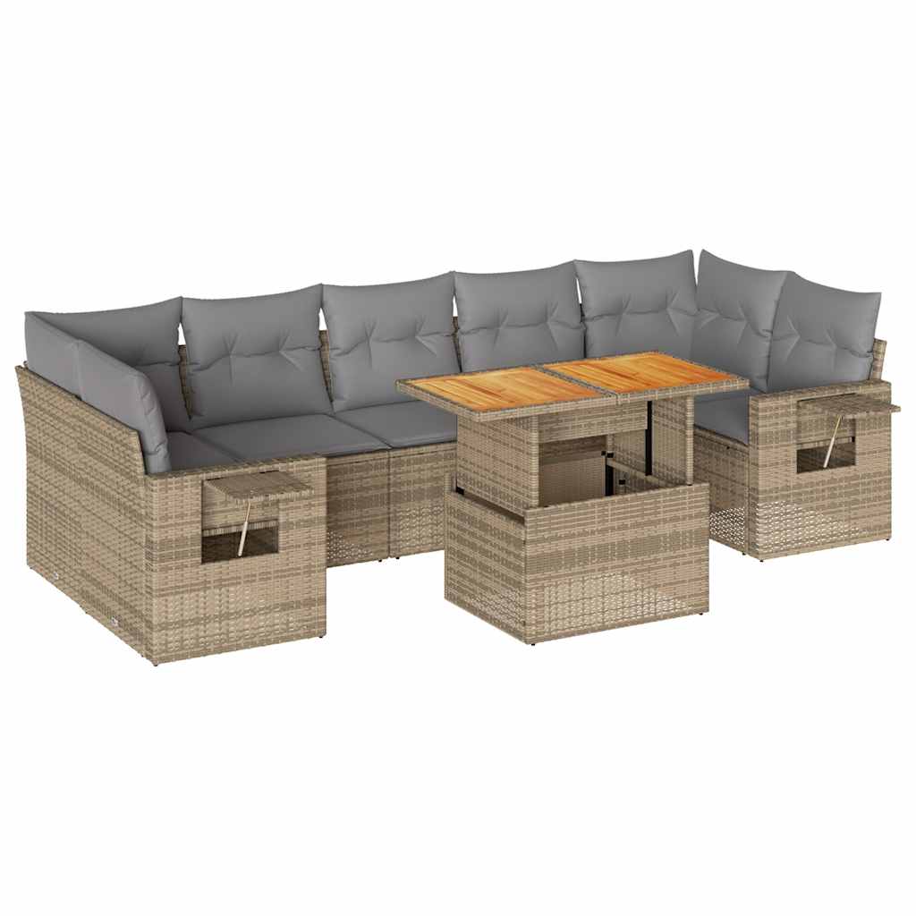 sofasæt til haven 8 dele med hynder polyrattan beige
