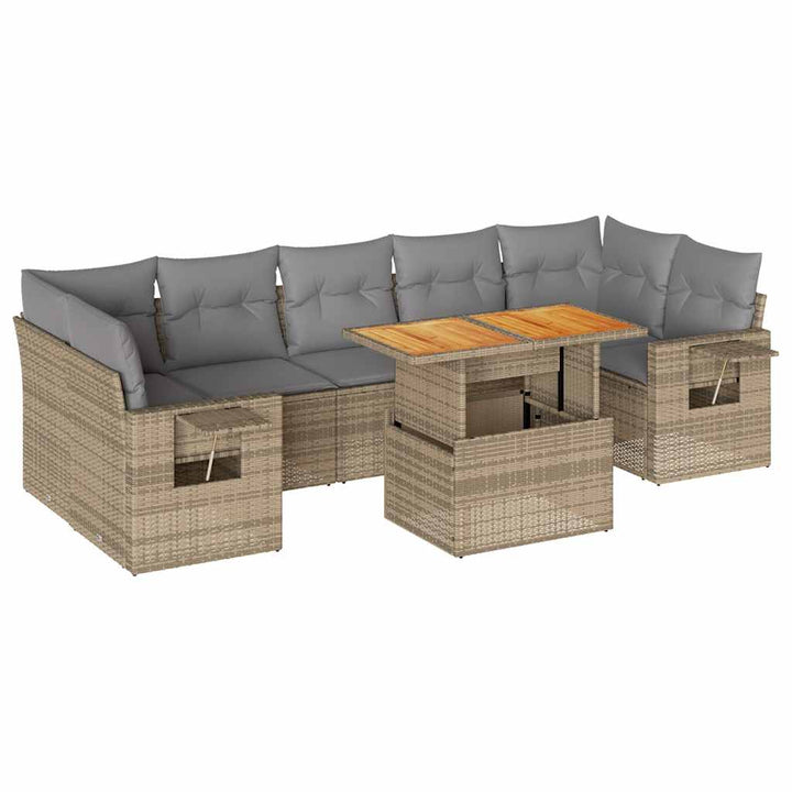 sofasæt til haven 8 dele med hynder polyrattan beige