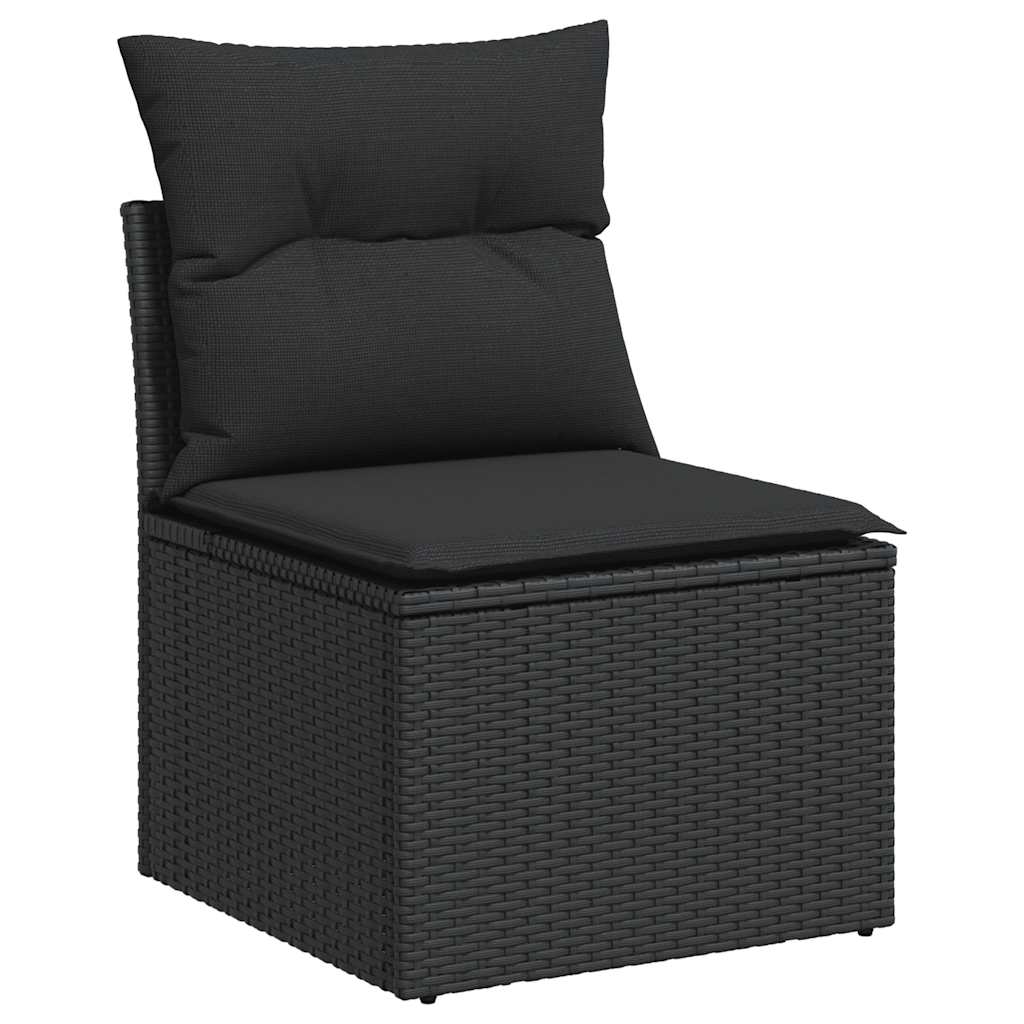sofasæt til haven 7 dele med hynder polyrattan sort
