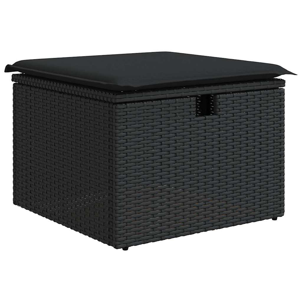 sofasæt til haven 7 dele med hynder polyrattan sort
