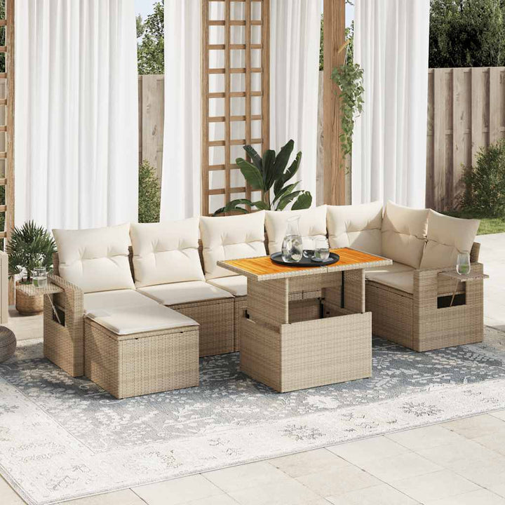 sofasæt til haven 8 dele med hynder polyrattan beige