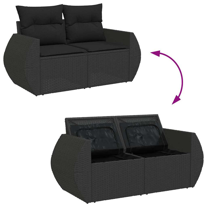 sofasæt til haven 7 dele med hynder polyrattan sort
