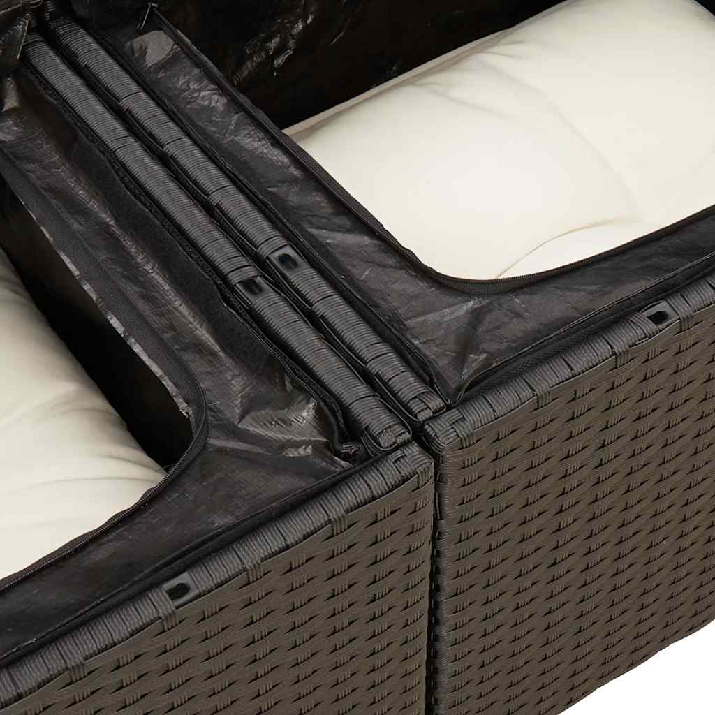 sofasæt til haven 7 dele med hynder polyrattan sort