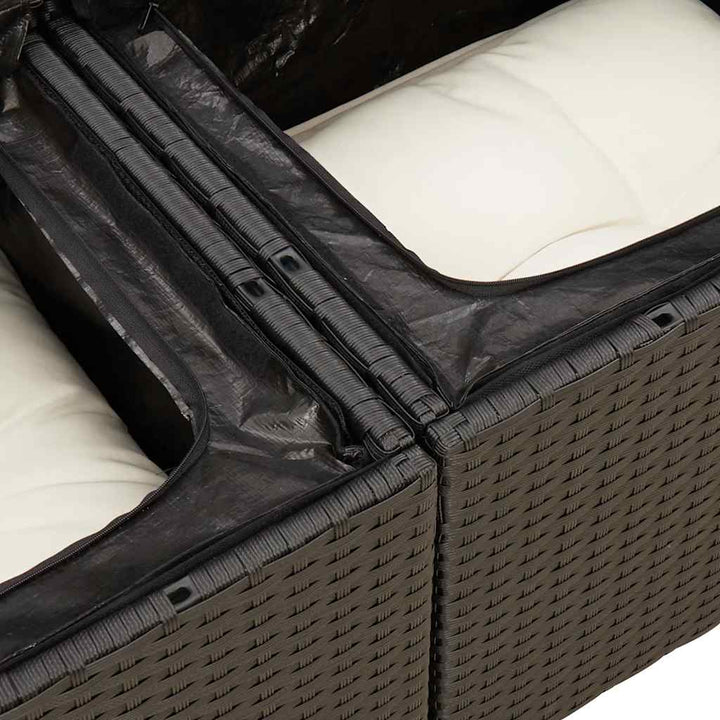 sofasæt til haven 7 dele med hynder polyrattan sort