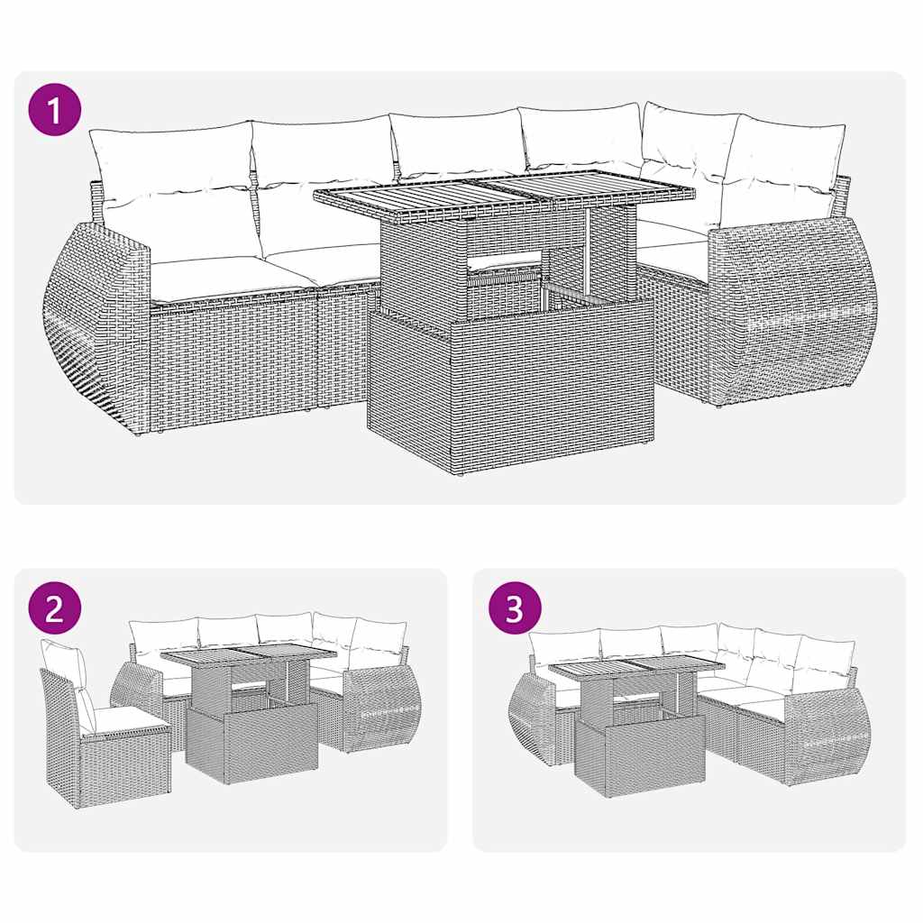 sofasæt til haven 6 dele med hynder polyrattan beige