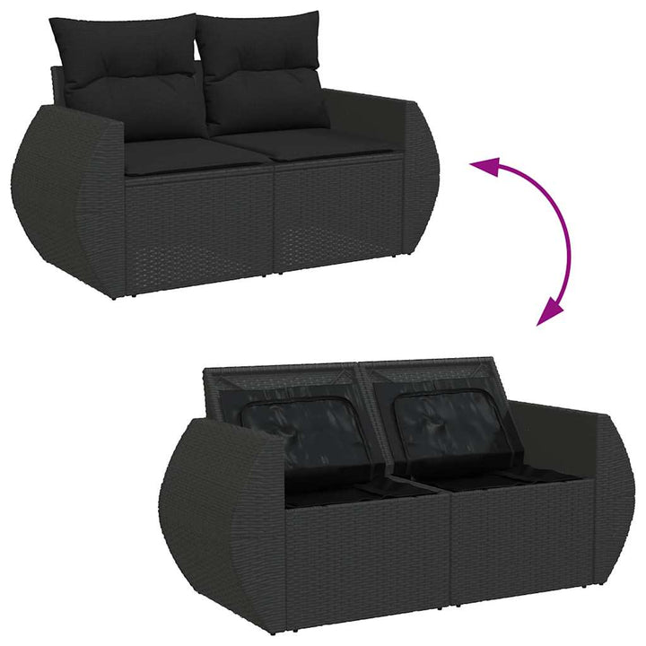 sofasæt til haven 7 dele med hynder polyrattan sort