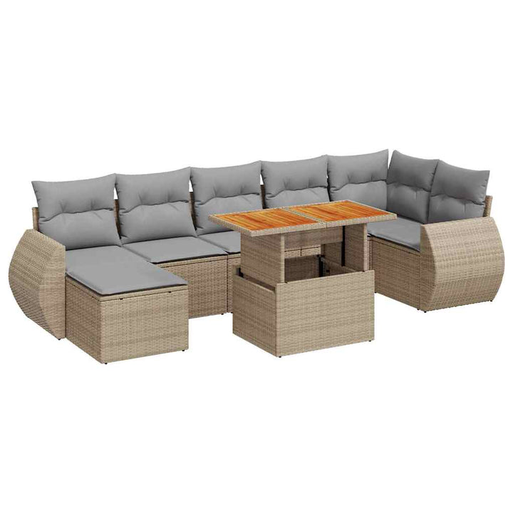 sofasæt til haven 8 dele med hynder polyrattan beige