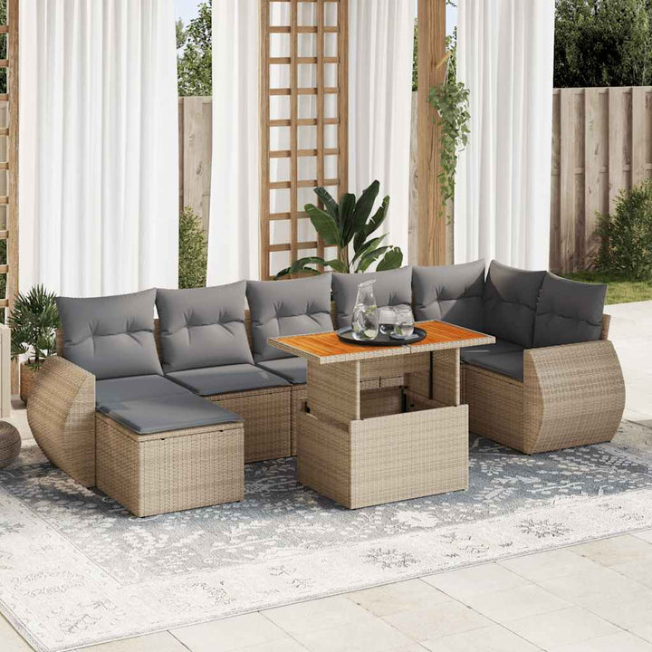 sofasæt til haven 8 dele med hynder polyrattan beige