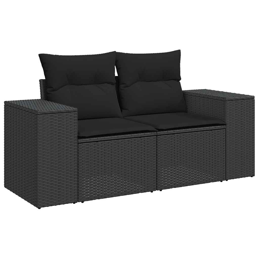 sofasæt til haven 7 dele med hynder polyrattan sort