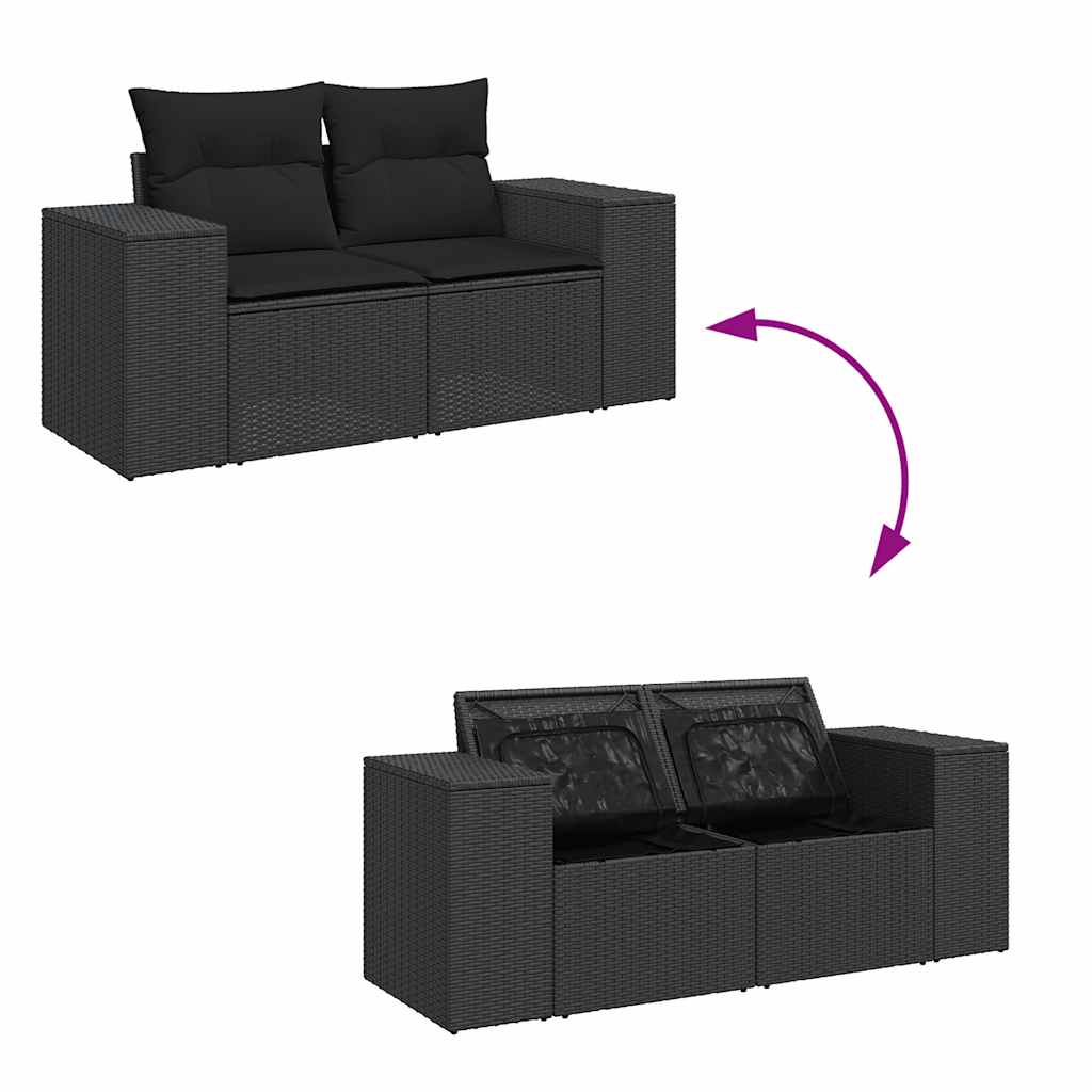 sofasæt til haven 7 dele med hynder polyrattan sort