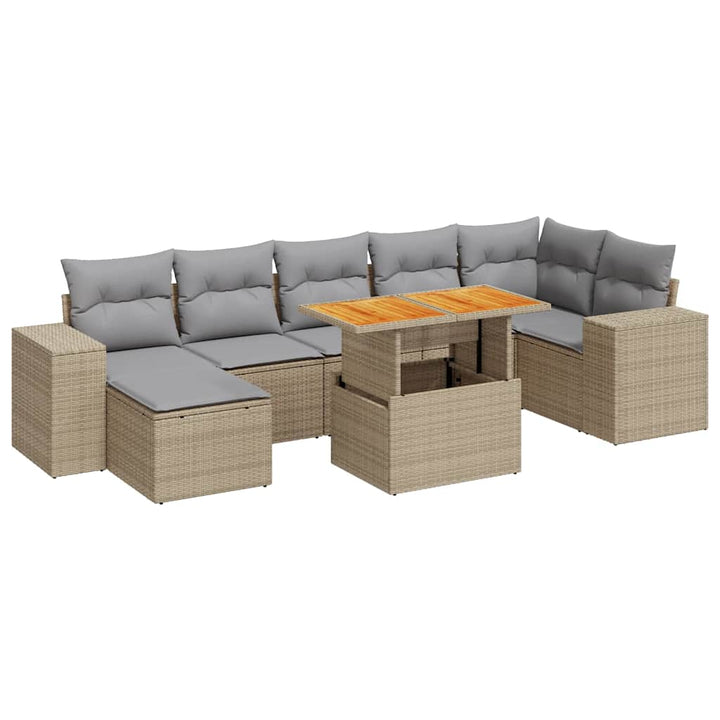 sofasæt til haven 8 dele med hynder polyrattan beige