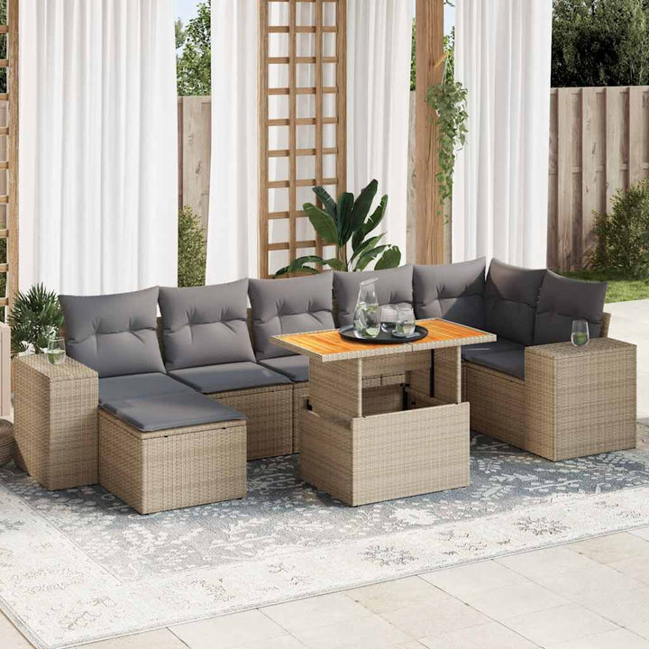 sofasæt til haven 8 dele med hynder polyrattan beige