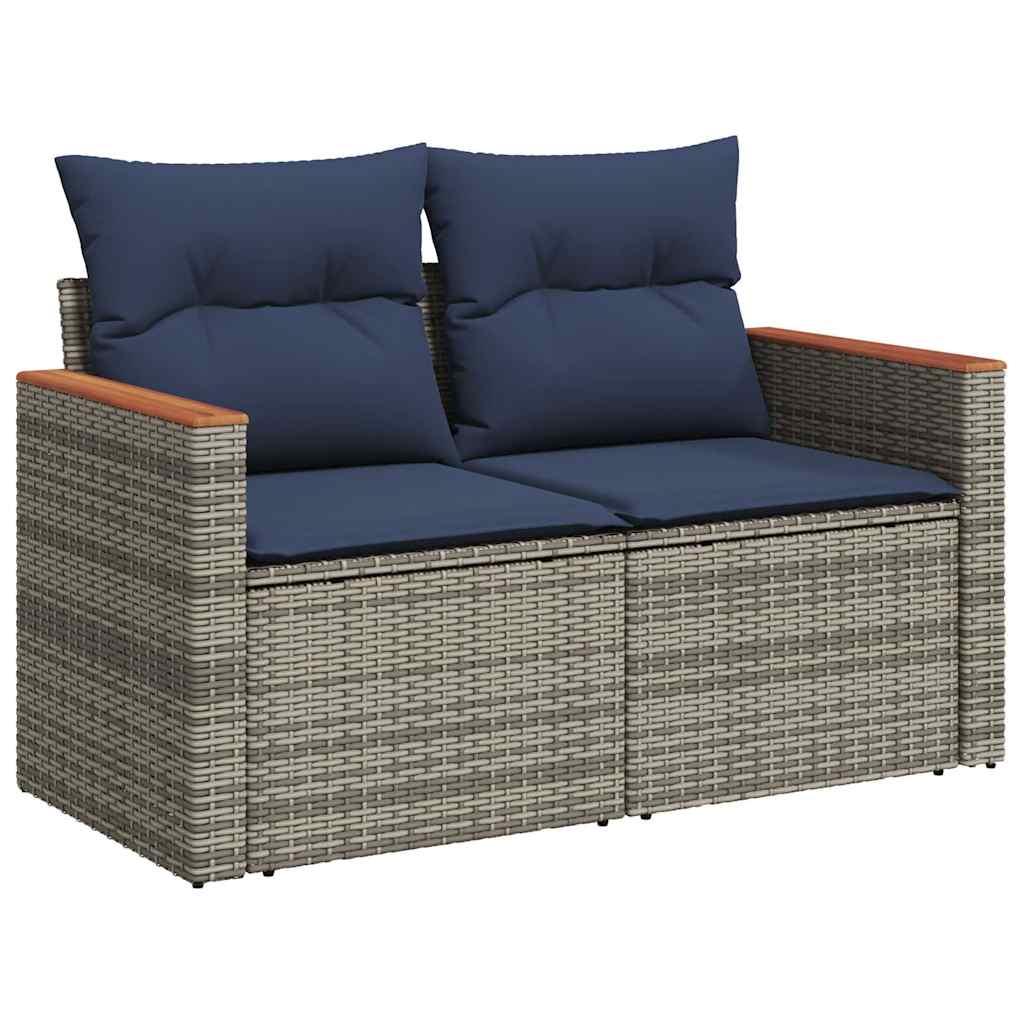 sofasæt til haven 6 dele med hynder polyrattan grå