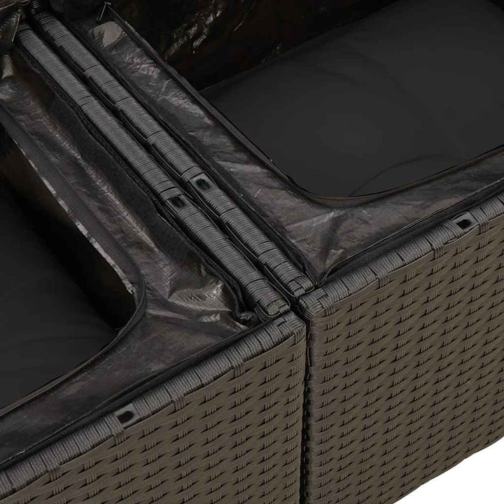 sofasæt til haven 6 dele med hynder polyrattan akacietræ sort