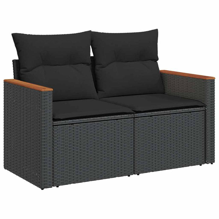 sofasæt til haven 8 dele med hynder polyrattan akacietræ sort