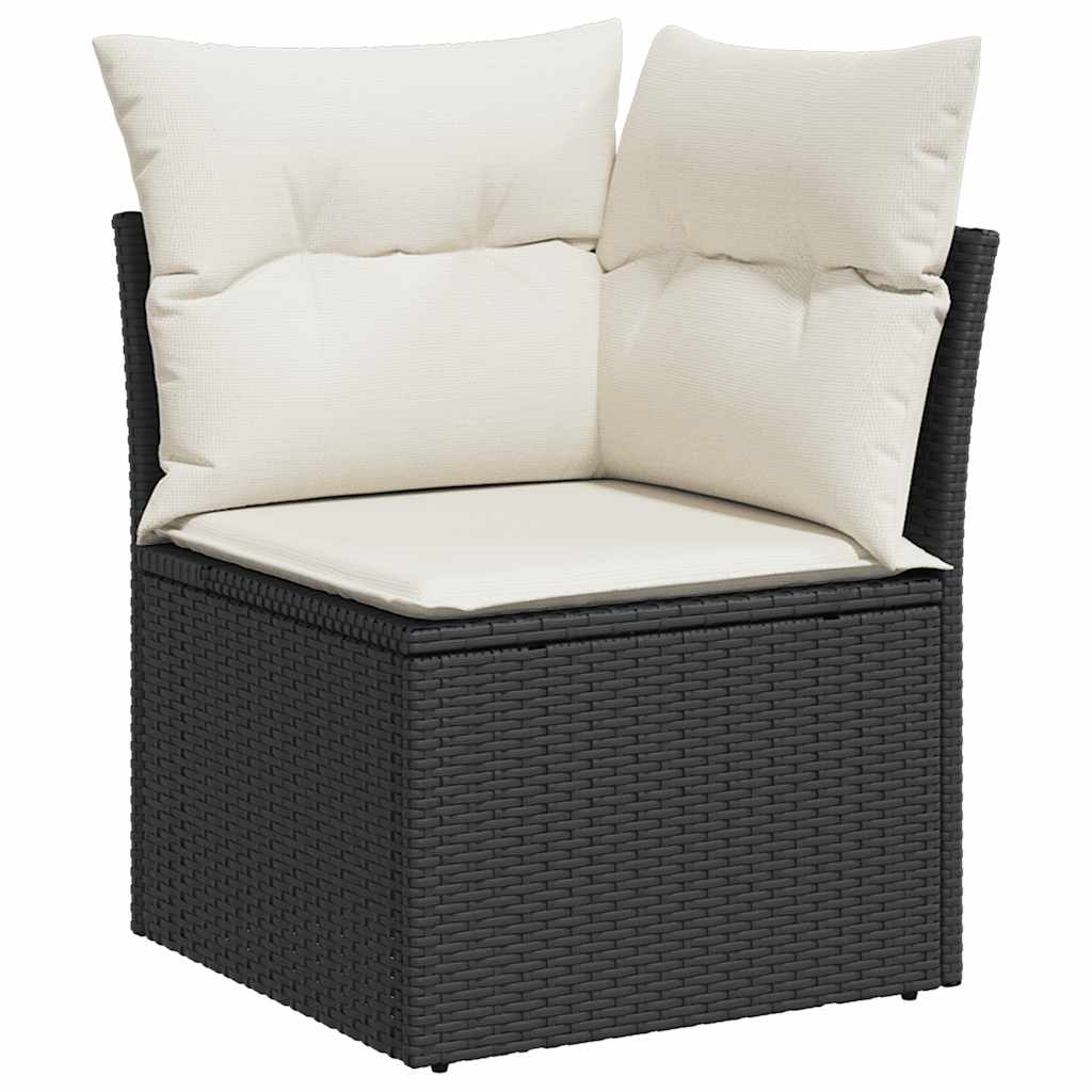 sofasæt til haven 8 dele med hynder polyrattan akacietræ sort