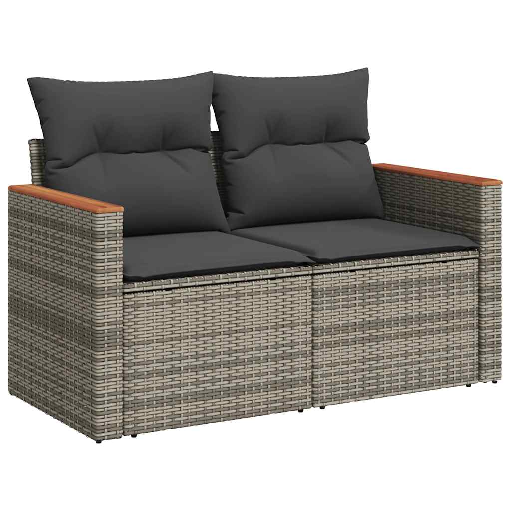 sofasæt til haven 8 dele med hynder polyrattan akacietræ grå