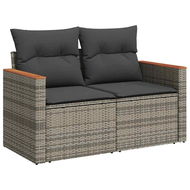 sofasæt til haven 8 dele med hynder polyrattan akacietræ grå