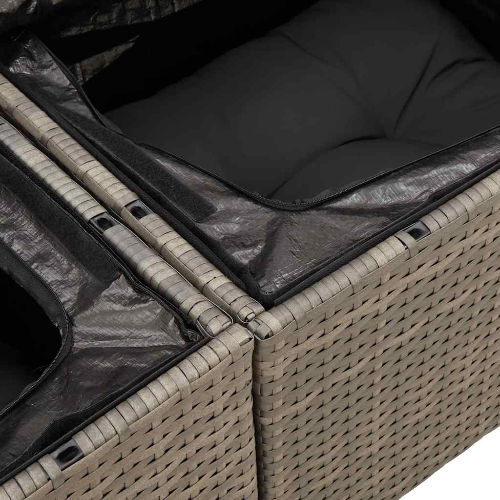 sofasæt til haven 8 dele med hynder polyrattan akacietræ grå