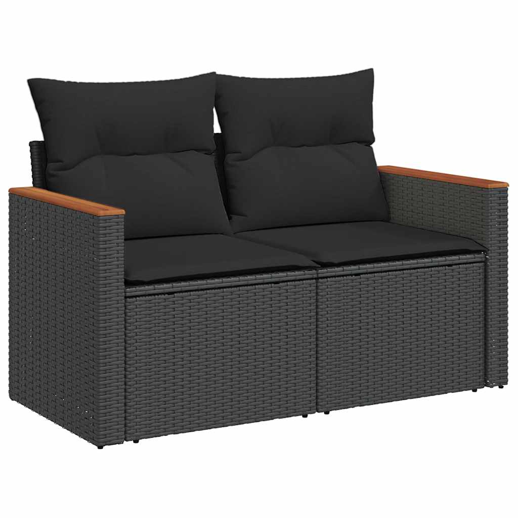 sofasæt til haven 8 dele med hynder polyrattan akacietræ sort