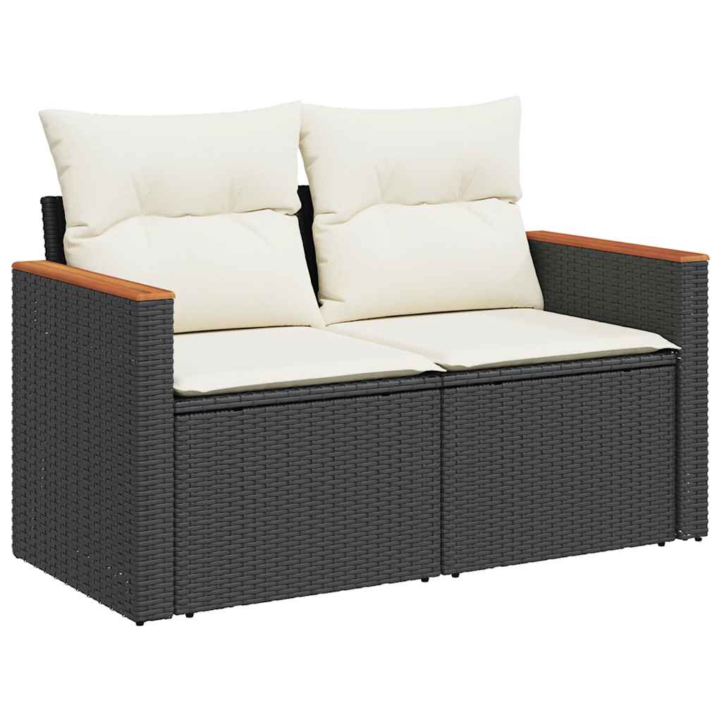 sofasæt til haven 8 dele med hynder polyrattan akacietræ sort