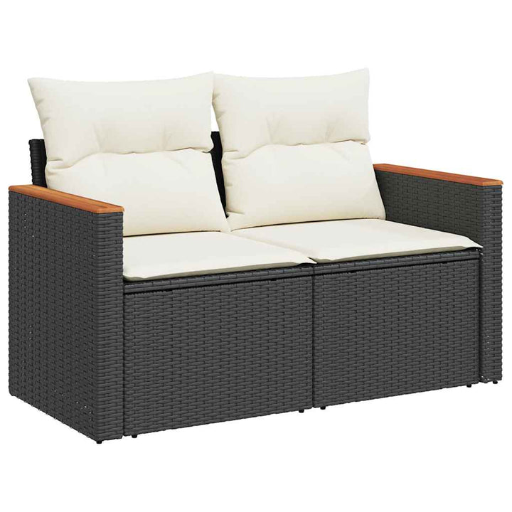 sofasæt til haven 8 dele med hynder polyrattan akacietræ sort