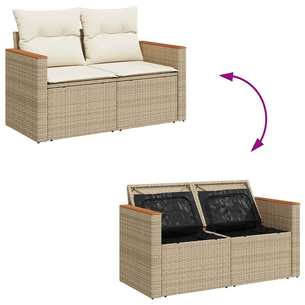 sofasæt til haven 8 dele med hynder polyrattan akacietræ beige