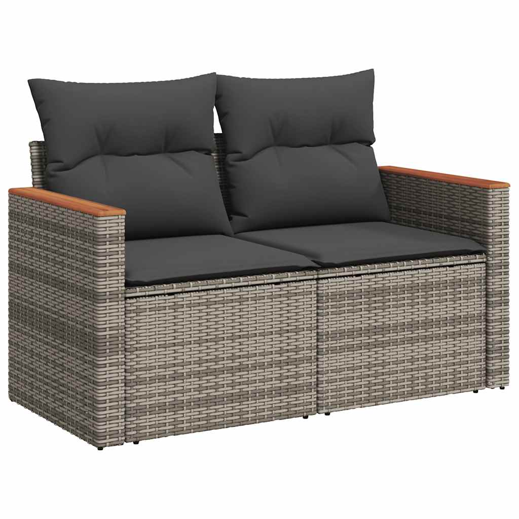 sofasæt til haven 8 dele med hynder polyrattan akacietræ grå