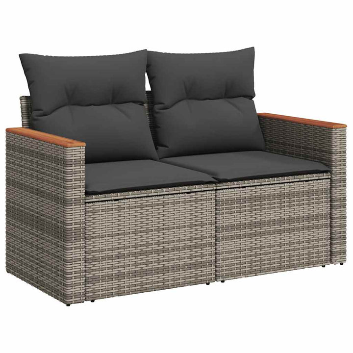 sofasæt til haven 8 dele med hynder polyrattan akacietræ grå