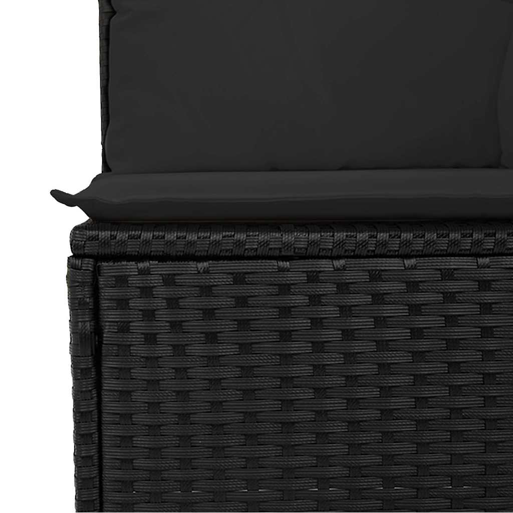 sofasæt til haven 7 dele med hynder polyrattan akacietræ sort