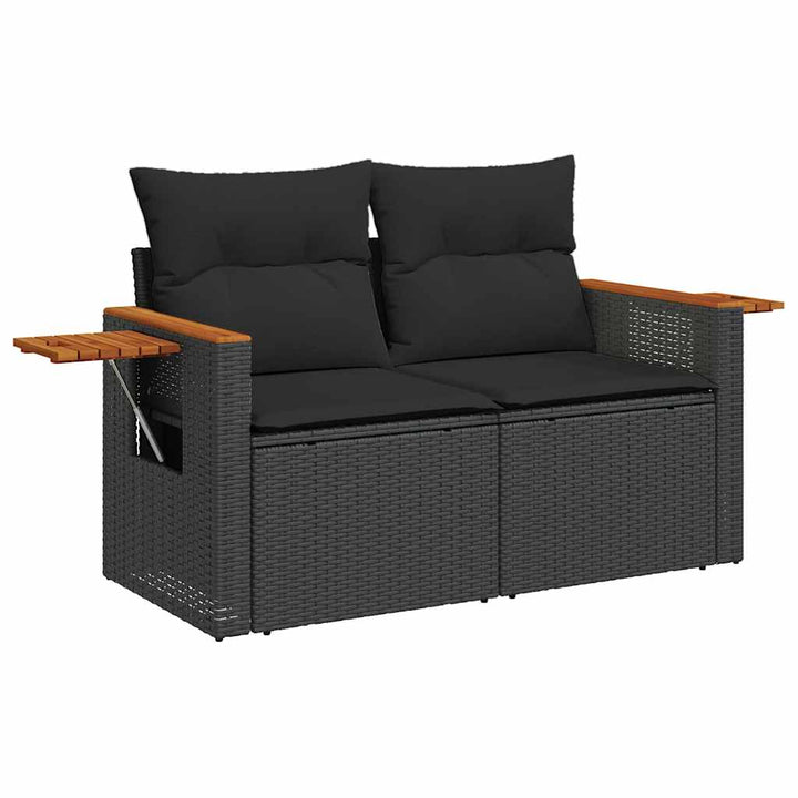 sofasæt til haven 8 dele med hynder polyrattan akacietræ sort