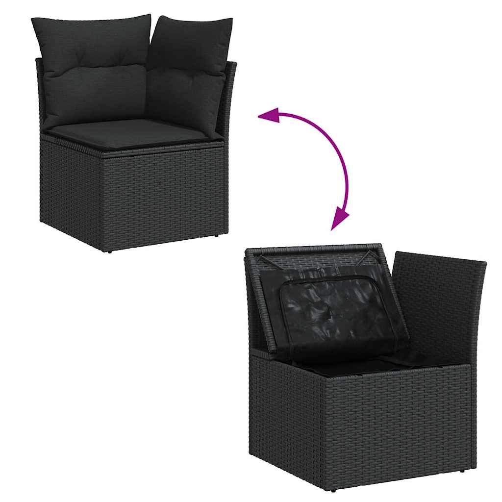 sofasæt til haven 8 dele med hynder polyrattan akacietræ sort