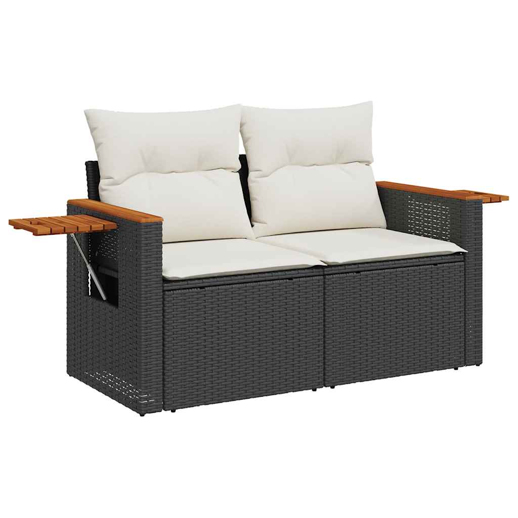 sofasæt til haven 8 dele med hynder polyrattan akacietræ sort