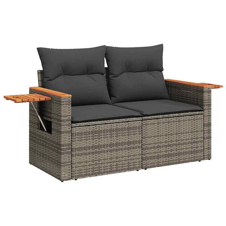 sofasæt til haven 8 dele med hynder polyrattan akacietræ grå