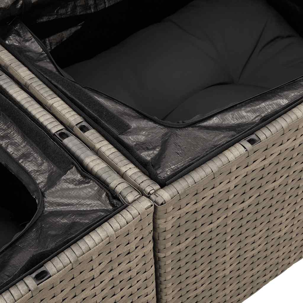 sofasæt til haven 8 dele med hynder polyrattan akacietræ grå