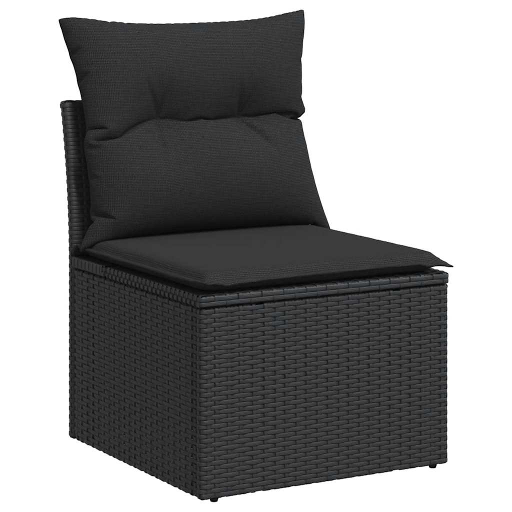 sofasæt til haven 8 dele med hynder polyrattan akacietræ sort