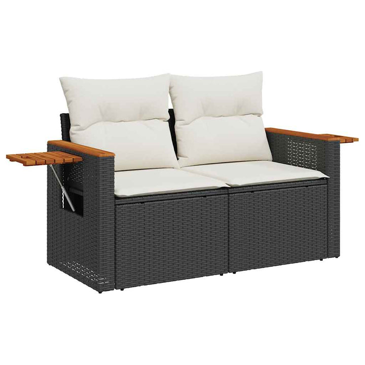 sofasæt til haven 8 dele med hynder polyrattan akacietræ sort