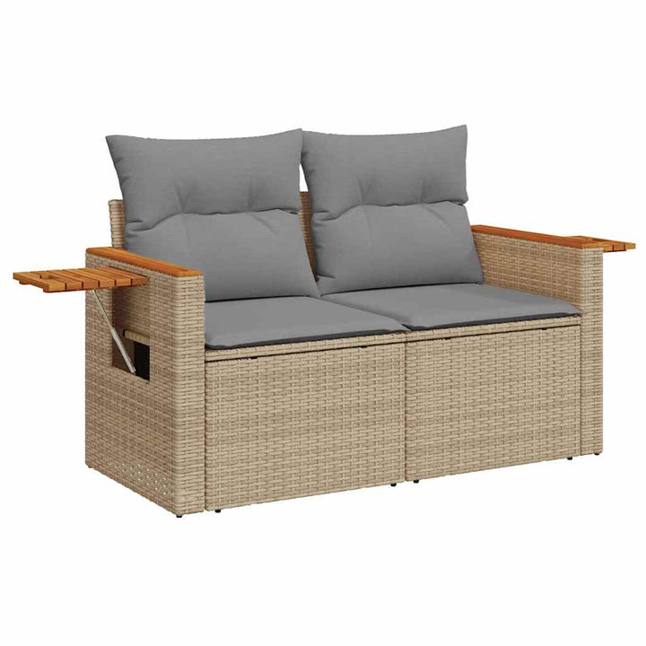 sofasæt til haven 8 dele med hynder polyrattan akacietræ beige