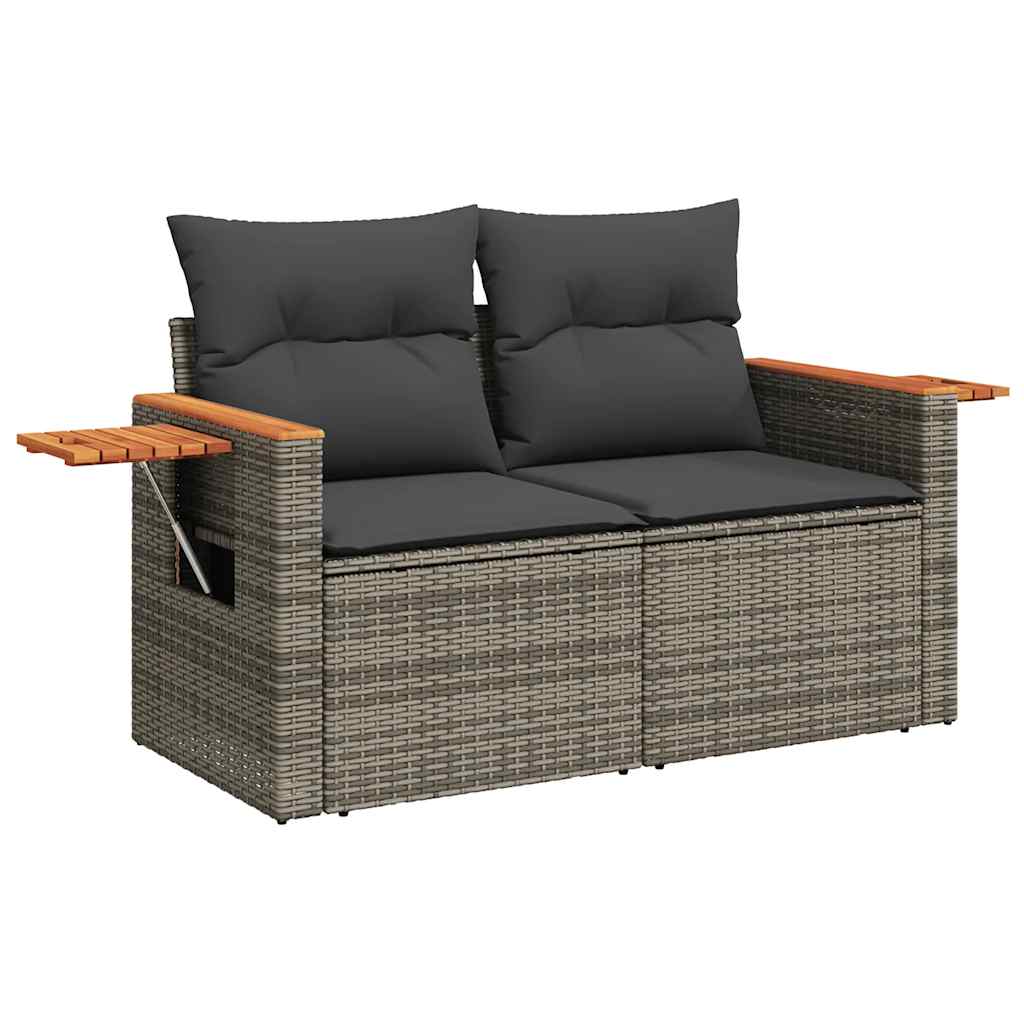 sofasæt til haven 8 dele med hynder polyrattan akacietræ grå