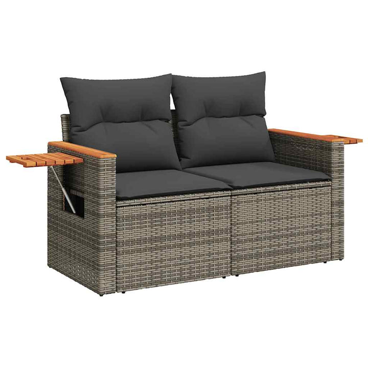 sofasæt til haven 8 dele med hynder polyrattan akacietræ grå