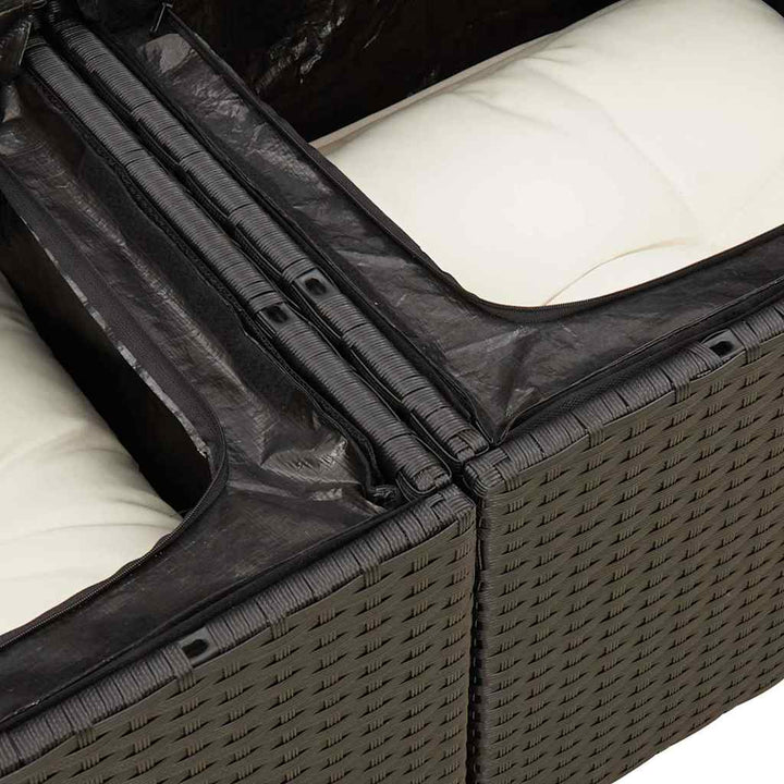 sofasæt til haven 7 dele med hynder polyrattan akacietræ sort