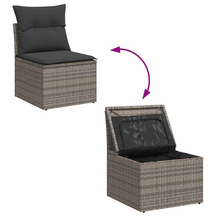 sofasæt til haven 8 dele med hynder polyrattan akacietræ grå