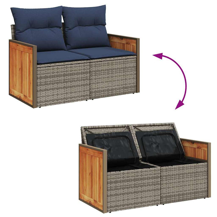 sofasæt til haven 8 dele med hynder polyrattan akacietræ grå