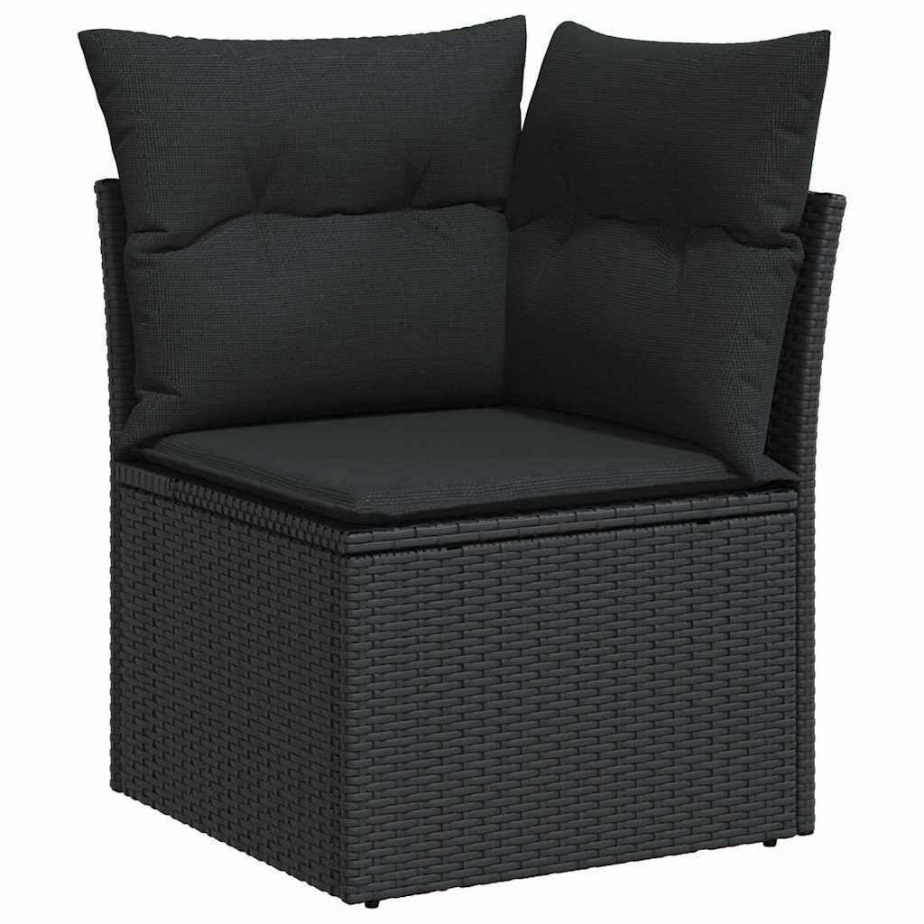 sofasæt til haven 8 dele med hynder polyrattan akacietræ sort