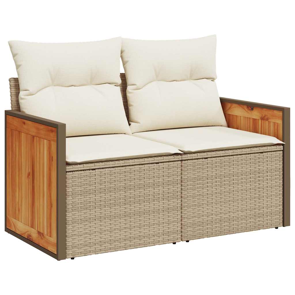 sofasæt til haven 8 dele med hynder polyrattan akacietræ beige