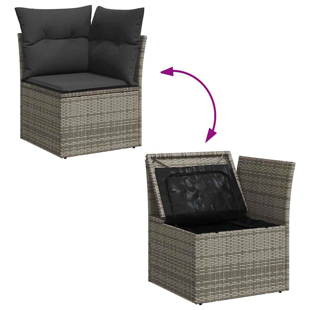 sofasæt til haven 8 dele med hynder polyrattan akacietræ grå