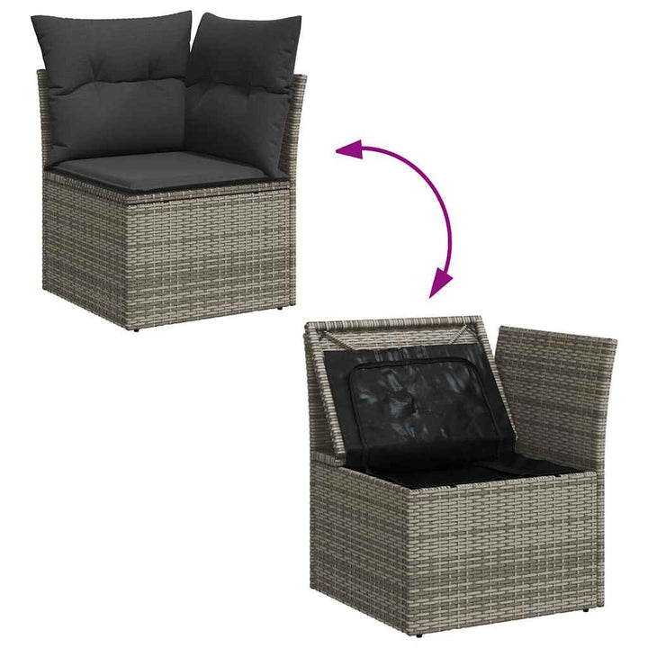 sofasæt til haven 8 dele med hynder polyrattan akacietræ grå